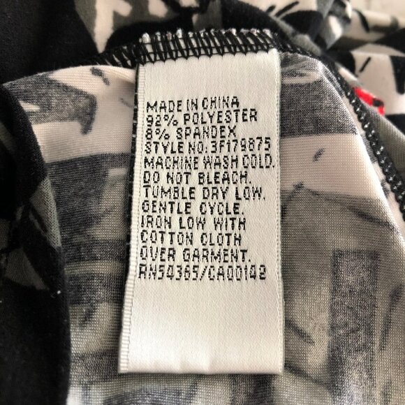 Nygard Collection Abstract Print Scoop Neck 3/4 Slv Polyester Top Blk Wht Sz S - Picture 8 of 9